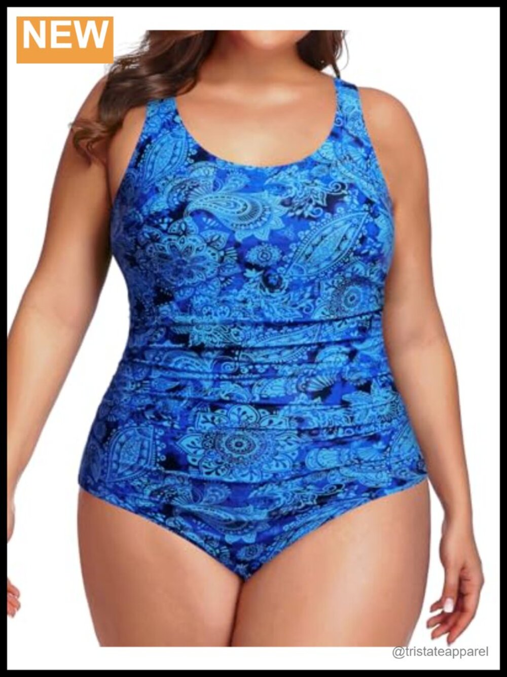 Plus Size One Piece Athletic Swimsuit Tummy Control Ruched Bathing Suit